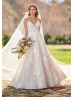 Beaded Ivory Lace Tulle Cross Back Wedding Dress